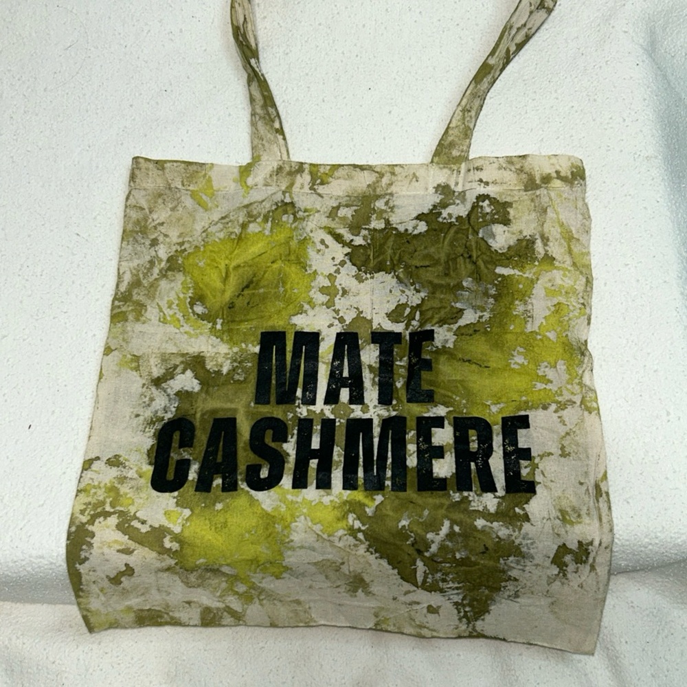 Green and White Vintage Tote